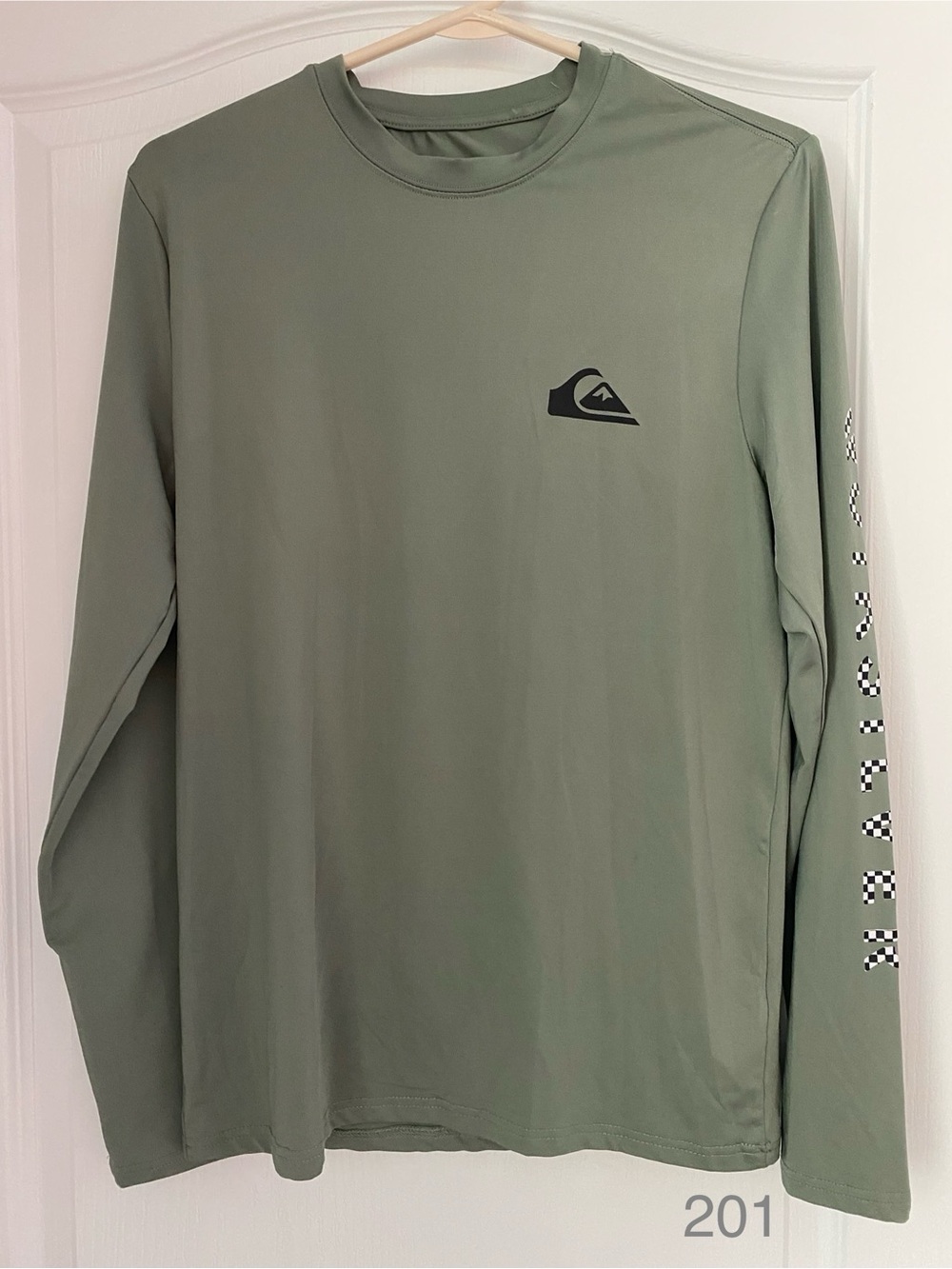 Quiksilver Men's Rash Guard — Sage Green with Black Logo